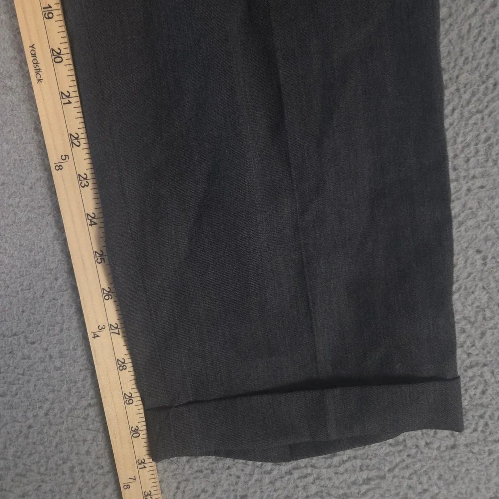 Joseph & Feiss Pants Mens 32x32 Charcoal Straight Leg Wool Blend Pleated Cuffed